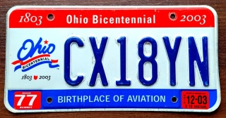 Ohio 2003 - tablica z USA