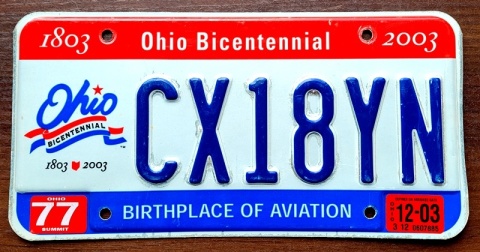 Ohio 2003 - tablica z USA