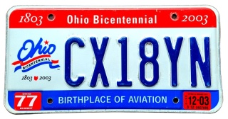 Ohio 2003 - tablica z USA