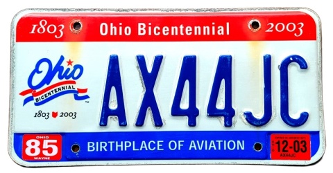 Ohio 2003 - tablica z USA