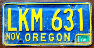Oregon 1982 - tablica z USA