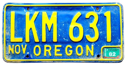 Oregon 1982 - tablica z USA