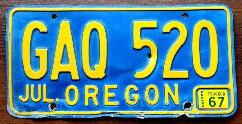 Oregon 1967 - tablica z USA