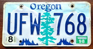 Oregon 1998 - tablica z USA