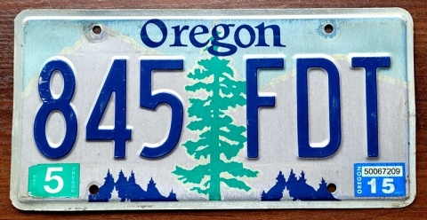 Oregon 2015 - tablica z USA