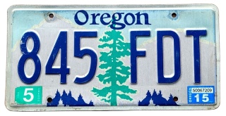 Oregon 2015 - tablica z USA