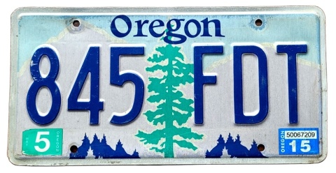 Oregon 2015 - tablica z USA