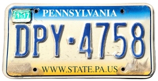 Pennsylvania 2017 - tablica z USA