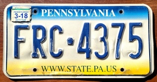 Pennsylvania 2018 - tablica z USA
