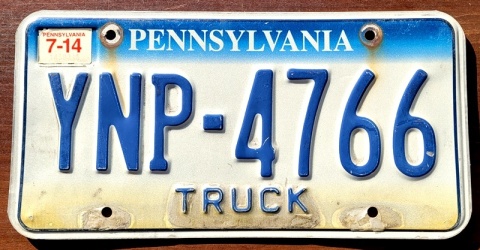 Pennsylvania 2014 - tablica z USA