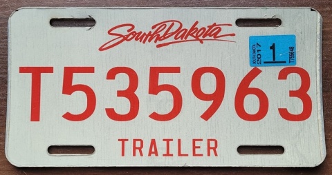 South Dakota 2017 - Trailer - tablica z USA