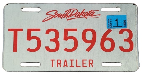 South Dakota 2017 - Trailer - tablica z USA