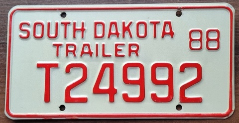 South Dakota 1988 - Trailer - tablica z USA