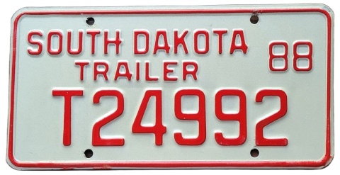 South Dakota 1988 - Trailer - tablica z USA