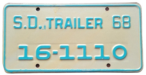 South Dakota 1968 - Trailer - tablica z USA