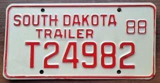 South Dakota 1988 - Trailer - tablica z USA