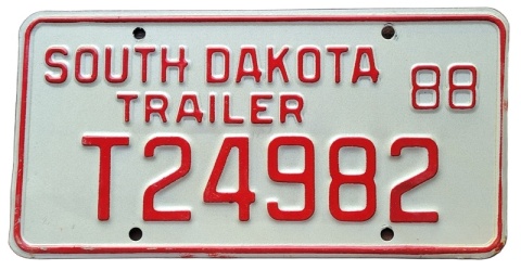 South Dakota 1988 - Trailer - tablica z USA