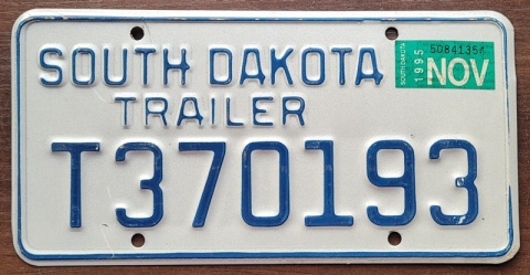 South Dakota 1995 - Trailer - tablica z USA