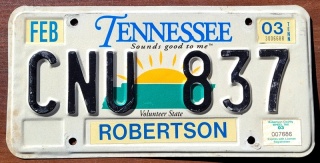 Tennessee 2003 - tablica z USA