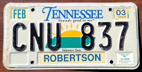 Tennessee 2003 - tablica z USA