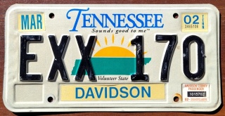 Tennessee 2002 - tablica z USA