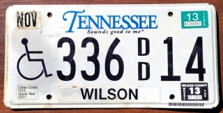 Tennessee 2013 - tablica z USA