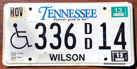 Tennessee 2013 - tablica z USA