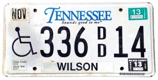 Tennessee 2013 - tablica z USA