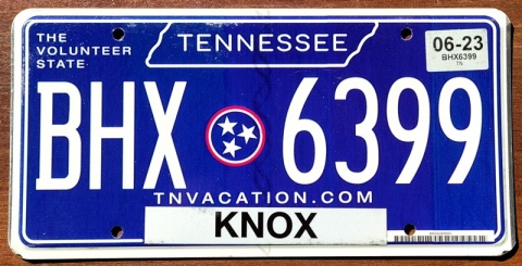 Tennessee 2023 - tablica z USA