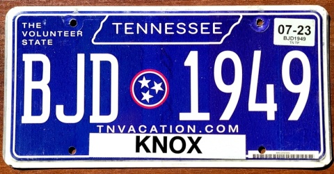 Tennessee 2023 - tablica z USA