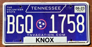 Tennessee 2023 - tablica z USA