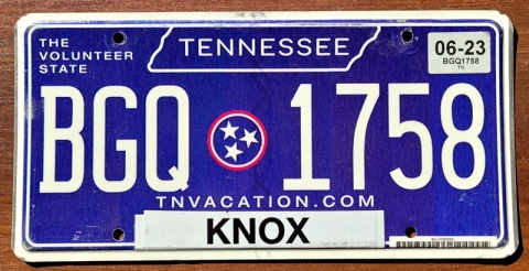 Tennessee 2023 - tablica z USA