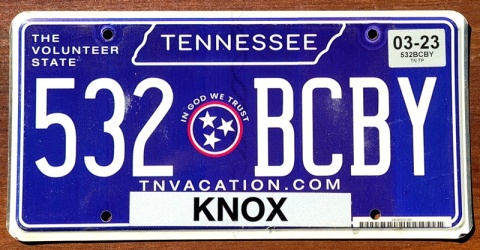 Tennessee 2023 - tablica z USA
