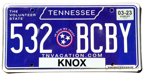 Tennessee 2023 - tablica z USA