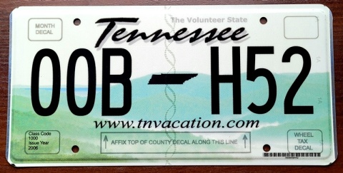 Tennessee - tablica z USA