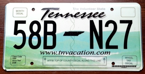 Tennessee - tablica z USA