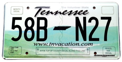 Tennessee - tablica z USA
