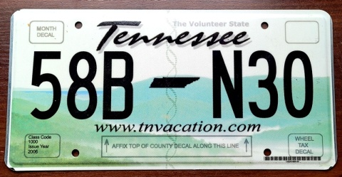 Tennessee - tablica z USA