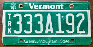 Vermont 333 - tablica z USA