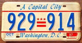Washington DC 1987 - tablica z USA