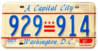 Washington DC 1987 - tablica z USA