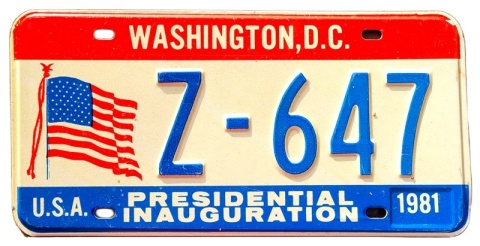 Washington DC 1981 - tablica z USA - inauguracyjna Ronalda Regana