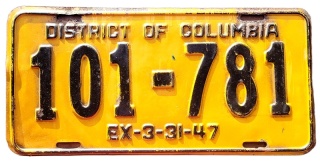 Washington DC 1947 - tablica z USA