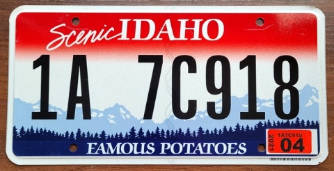 Idaho 2021 - tablica z USA