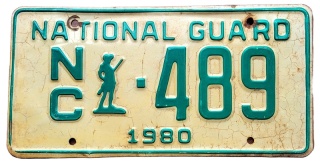 North Carolina 1980 - National Guard - tablica z USA