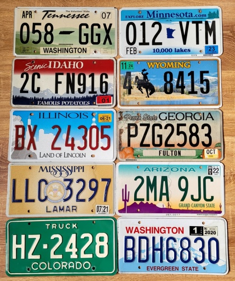10 tablic rejestracyjnych z USA
