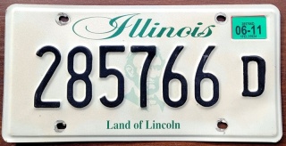 Illinois 2011 - oryginalna tablica rejestracyjna z USA