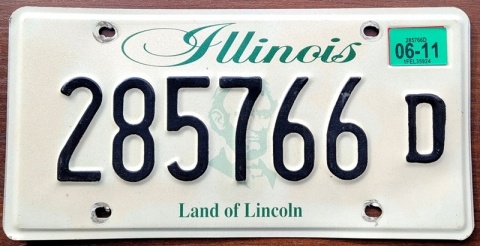 Illinois 2011 - oryginalna tablica rejestracyjna z USA