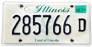 Illinois 2011 - oryginalna tablica rejestracyjna z USA