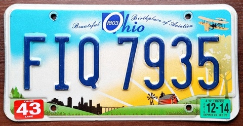 Ohio 2014 - oryginalna tablica rejestracyjna z USA